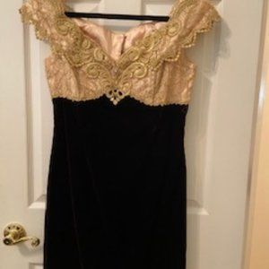 Black Dress with gold lace